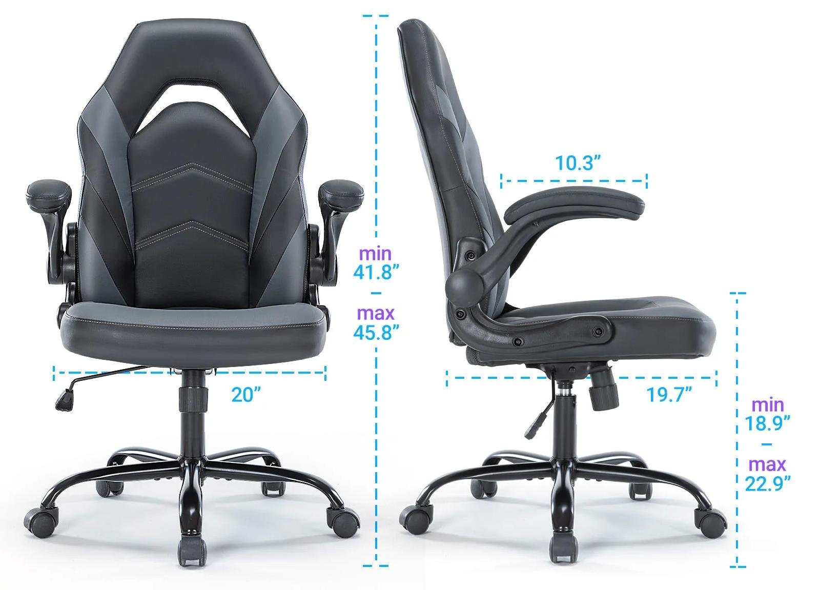 Ergonomic Office Chairs Adjustable PU Leather With Armrest